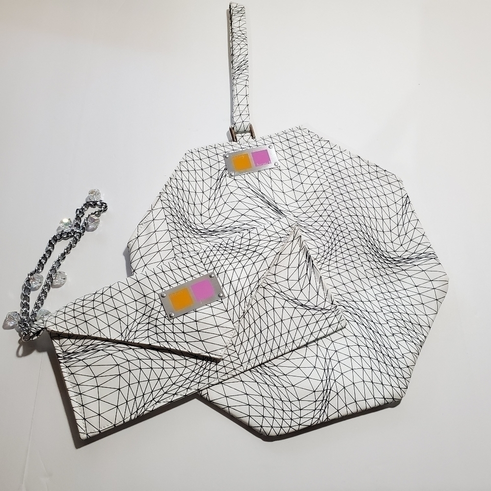 RARE Abbey Branch vinyl handbag set Karim Rashid '04 industrial crystal abstract